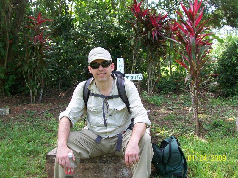 Me sitting on a grave waiting for our boat